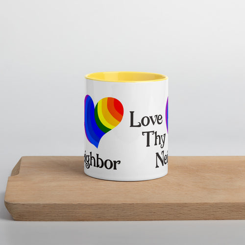 Love Thy Neighbor Mug with Color Inside